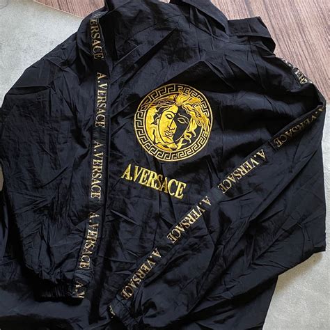 versace white jacket wind breaker|Versace windbreaker jacket.